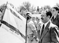 מנחם בעגין בעת אַן אויפֿטריט בײַ דעם "ארגון צבֿאי לאומי" אין 1948