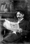 אַן אימיגראַנט לייענט וועגן דעם האָמליער פּאָגראָם, 1903, אינעם "פֿאָרווערטס"